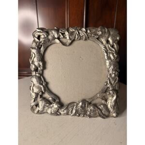 Vintage 1995 Arthur Court Bunny Rabbit Pewter Picture Frame 5.5" x 5.5"